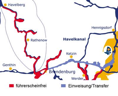 Karte Hausboot führerscheinfrei Brandenburg Havelberg