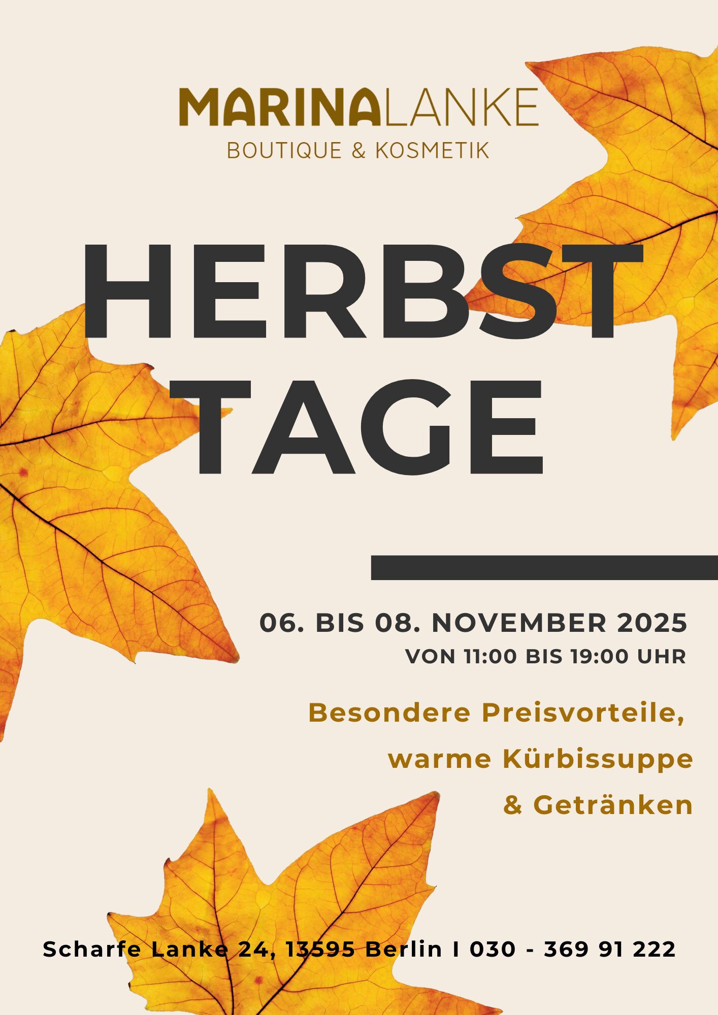 Flyer Herbsttage Marina Lanke Boutique